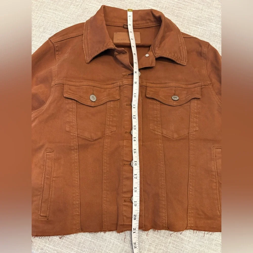 JUDY BLUE CAMEL GARMENT DYED GRINDING CROPPED DENIM JACKET LARGE - Picture 16 of 16